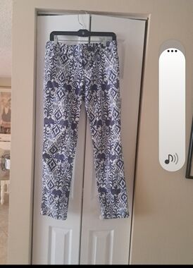 Lilly Pulitzer Ikat Blue&white Design Callahan Chino Pants Sz 6 EUC
